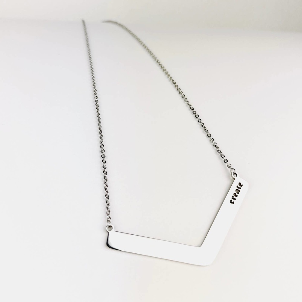 Silver "Create" Arrow Pendant Necklace